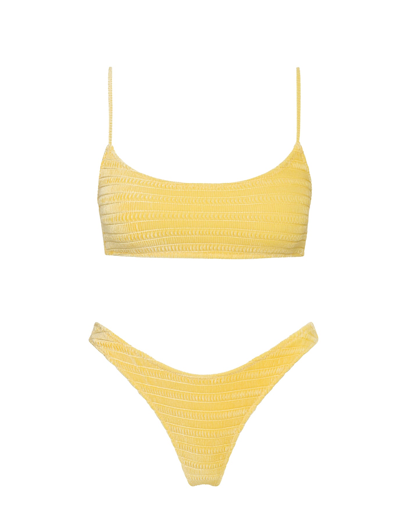 트라이앵글 TRIANGL MICA MACA Yellow Velvet Crop Bikini Set Top XXS