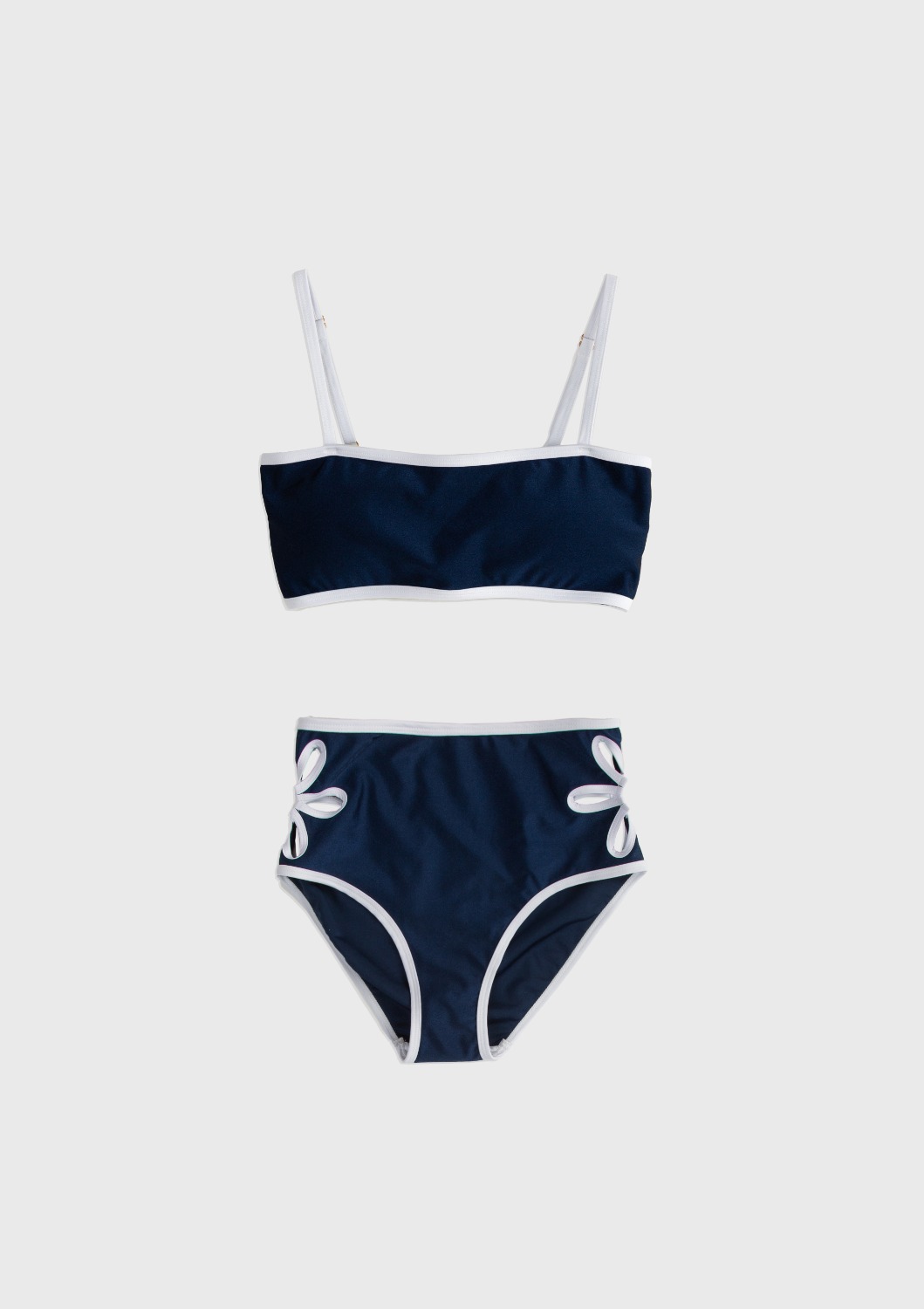 뮤제드 Mused Tube Top Bikini Set Navy White 위시버킷