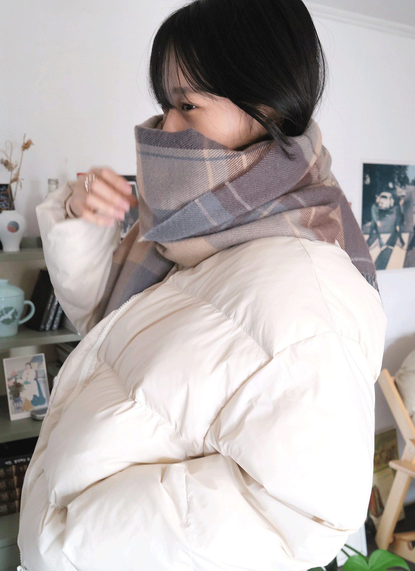 더버터크림 Madeleine check muffler (2col) *당일발송 위시버킷