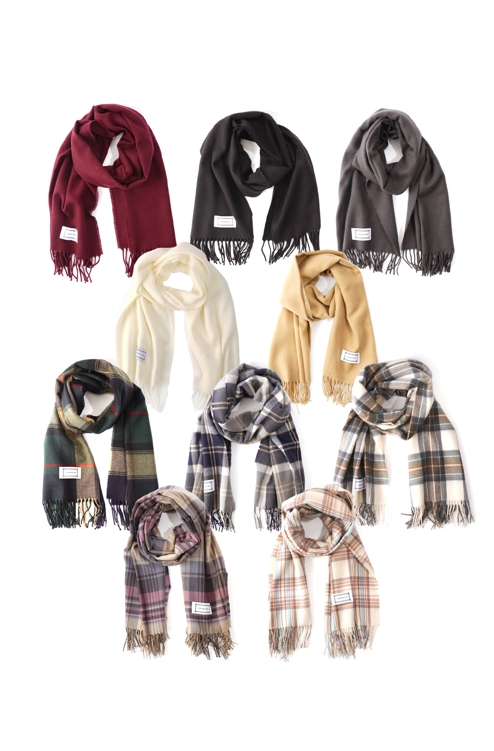체크밀런 [1+1] BASIC MUFFLER + TARTAN PLAID MUFFLER (10COLOR) - 위시버킷