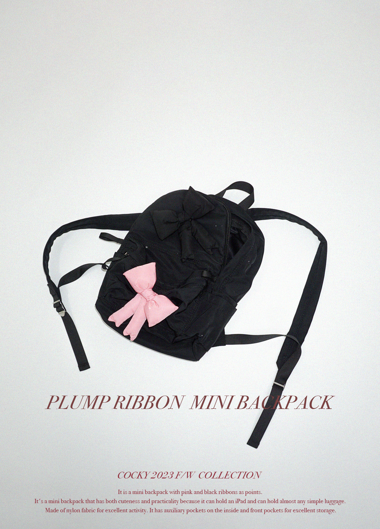 카키 [WOMEN] PLUMP RIBBON MINI BACKPACK - 위시버킷