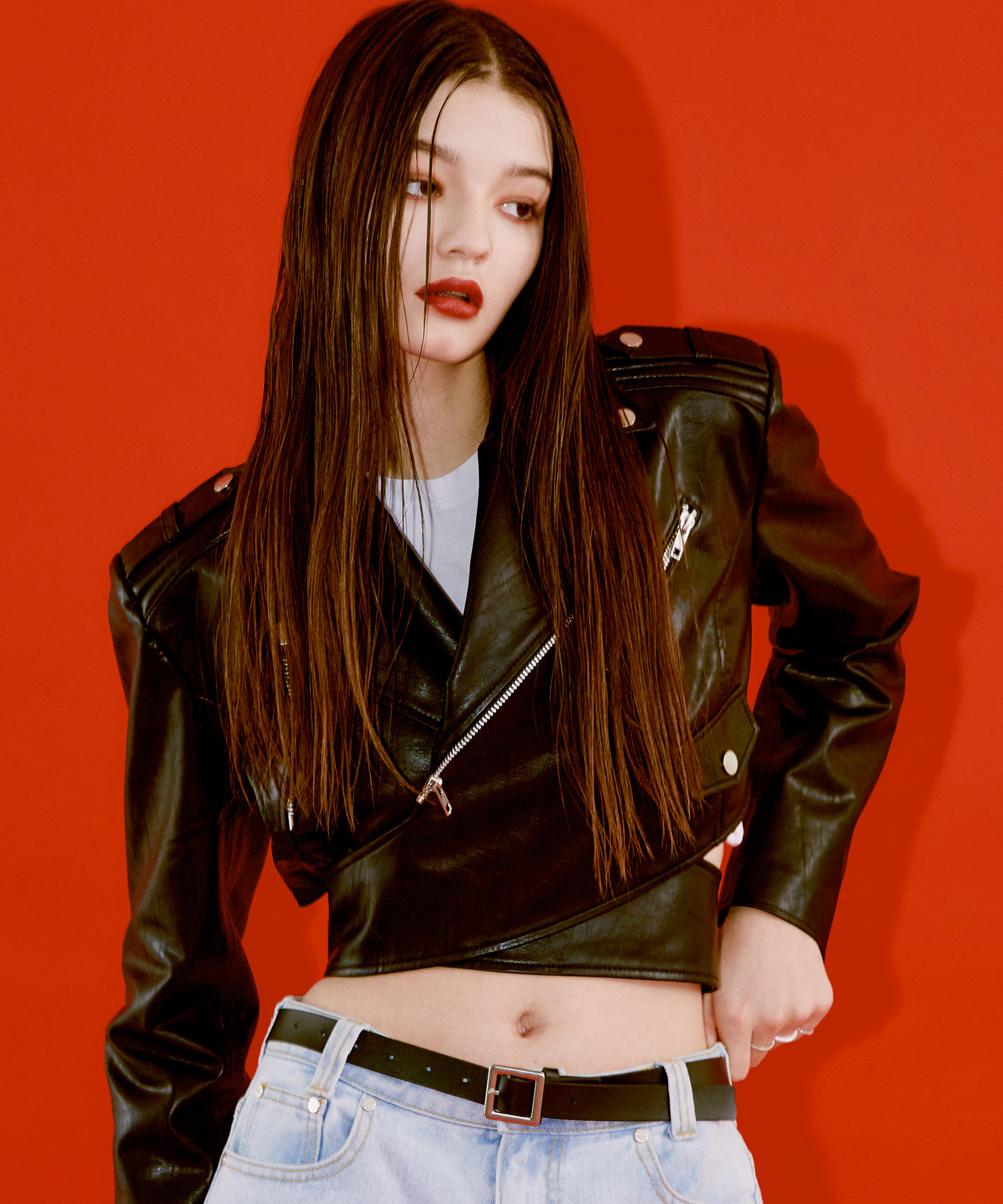 낫노잉 Cross-back Rider Jacket (Black) - 위시버킷