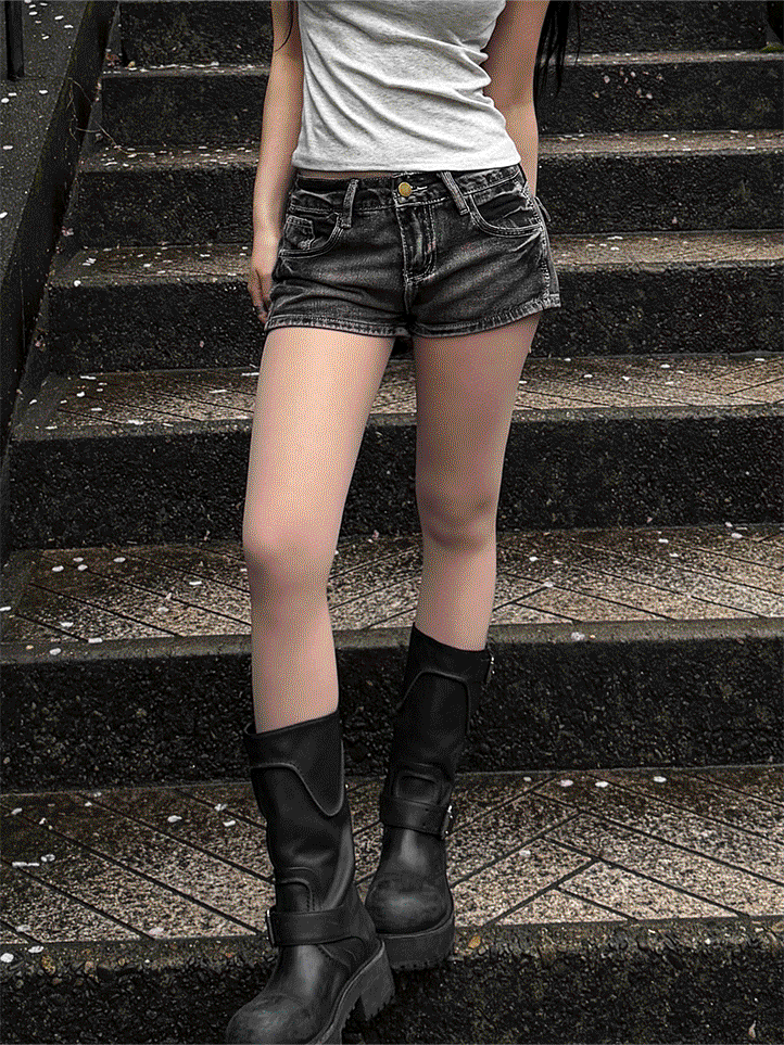 하츠코시 🔥HOT🔥 빈티지 워싱 데님 숏팬츠 - 위시버킷