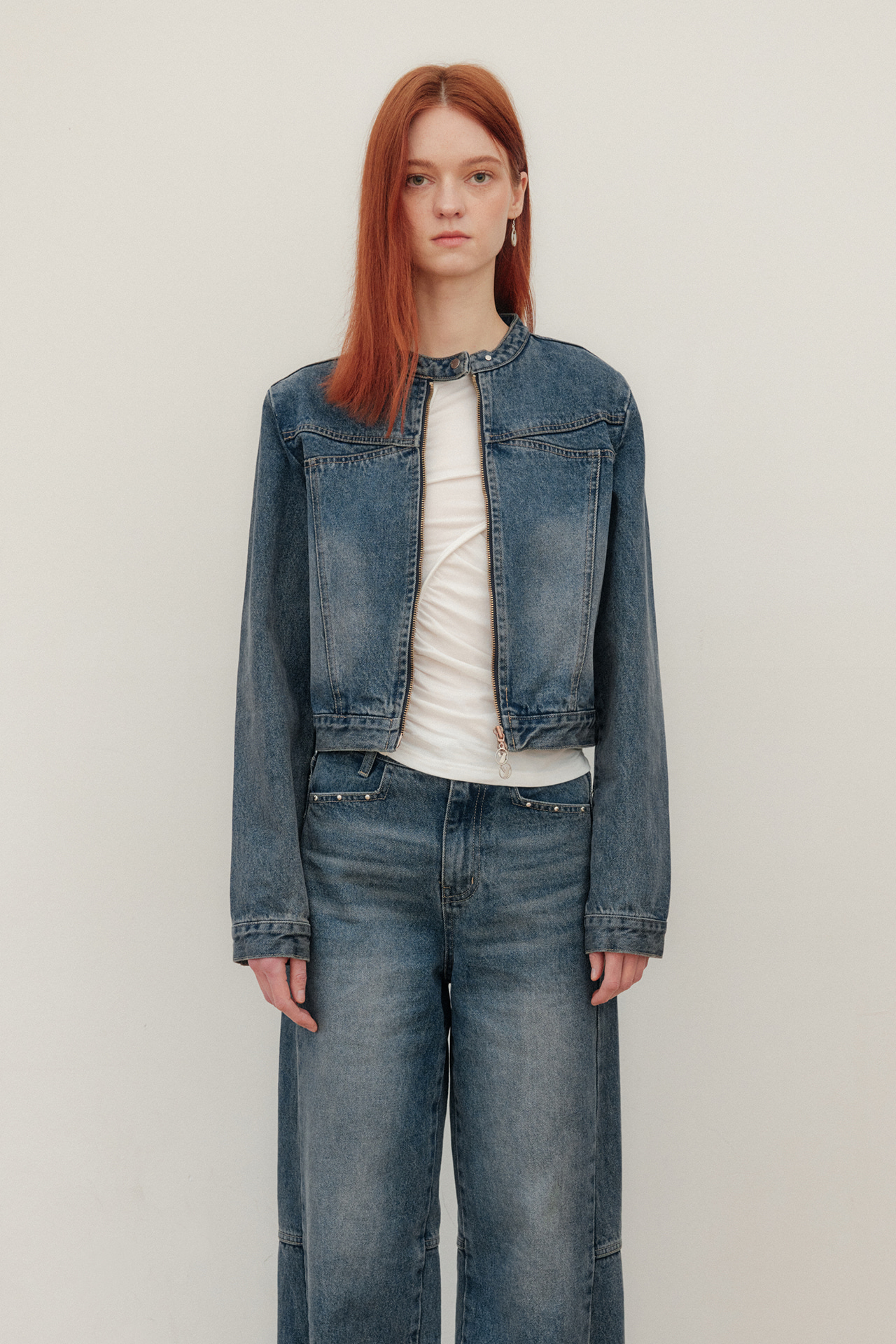 ☆韓国の人気☆【YUSE】☆CROP DENIM TWO WAY JACKE.T☆ ☆韓国の人気☆【YUSE】☆CROP DENIM TWO WAY JACKE.T