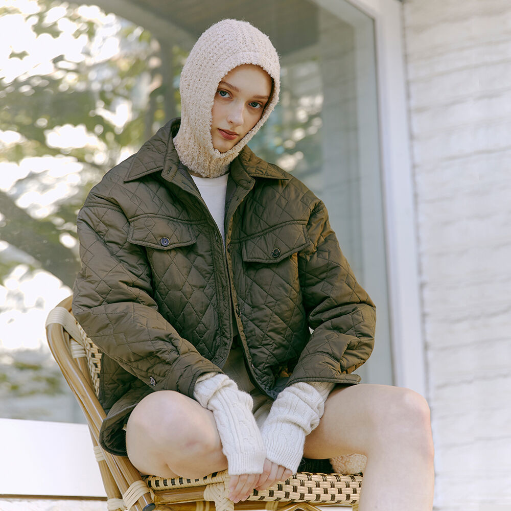 에트몽 Quilted Padding Shirts Jacket, Khaki - 위시버킷