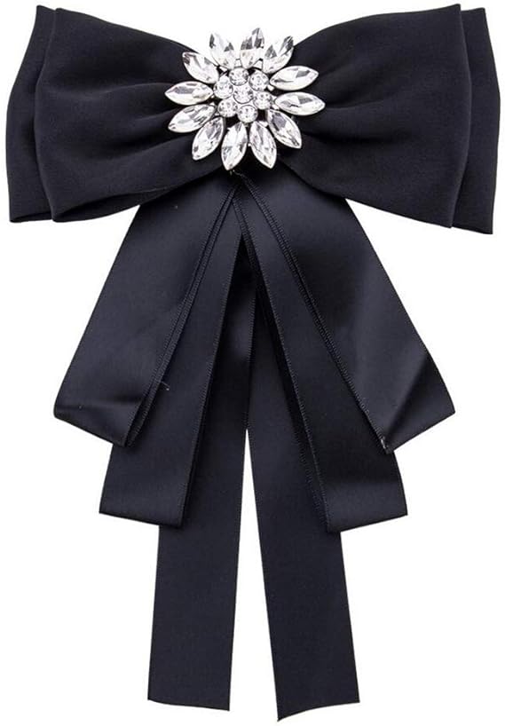 Rhinestone Crystal Ribbon Brooches Pin Bow Tie Bow Brooch Pre Tied Bow ...