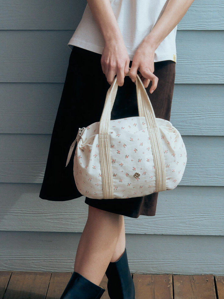 【HEEARI】 Aurora Shirring Duffle Mini Bag_Floral★韓国 HEEARI Aurora Shirring Duffle Mini Bag