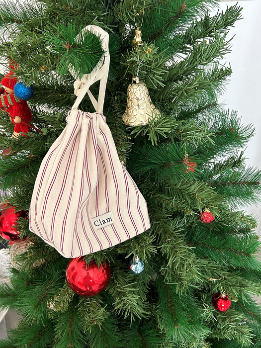 클램 Clam string pouch _ Red stripe - 위시버킷