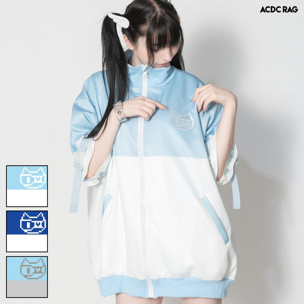 AC DC acdc rag 도트네코 도트고양이 반팔 자켓 져지 서브컬쳐 패션 양산형 지뢰계 - 위시버킷