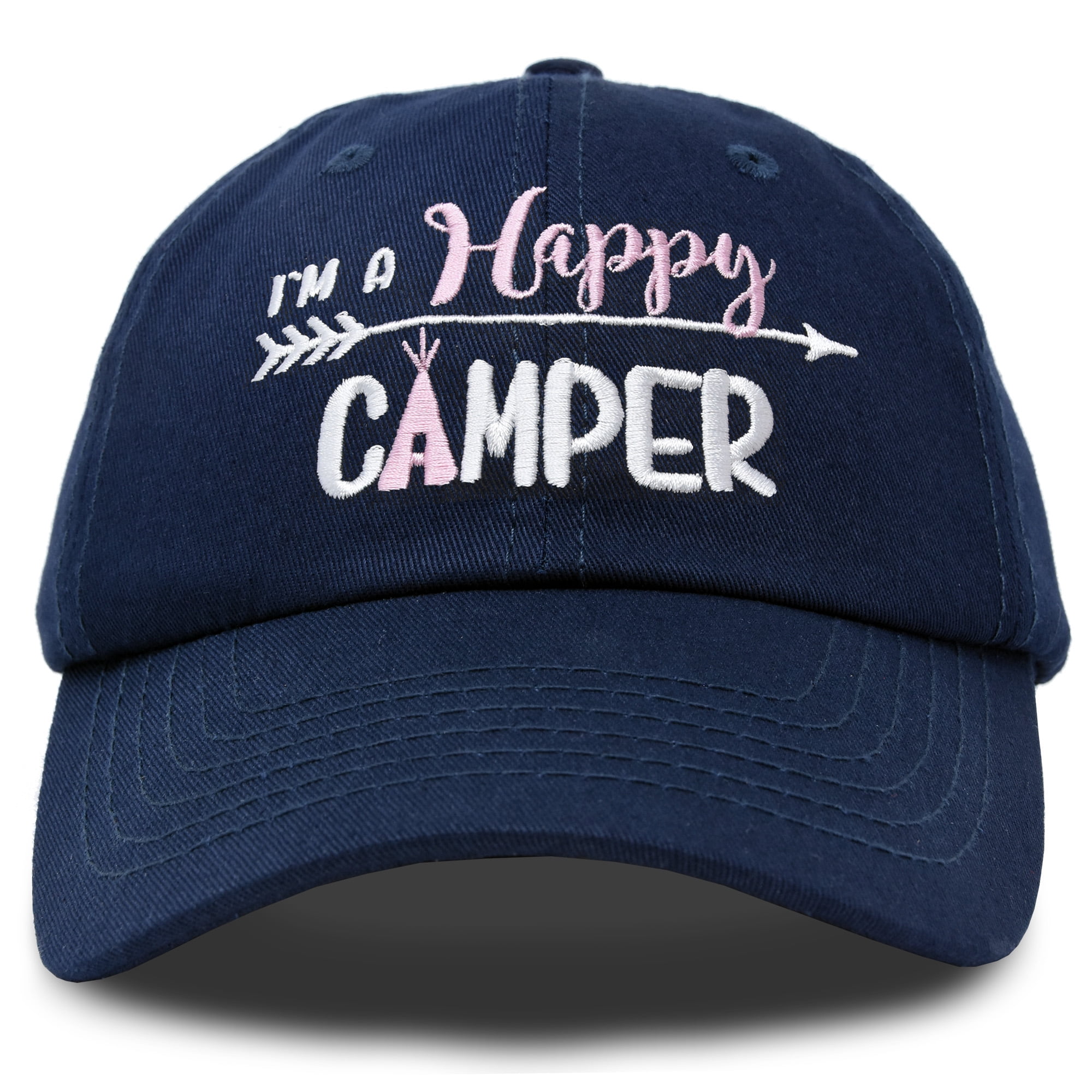 DALIX DALIX Womens Happy Camper Hat Soft Cotton Camping Caps in Navy