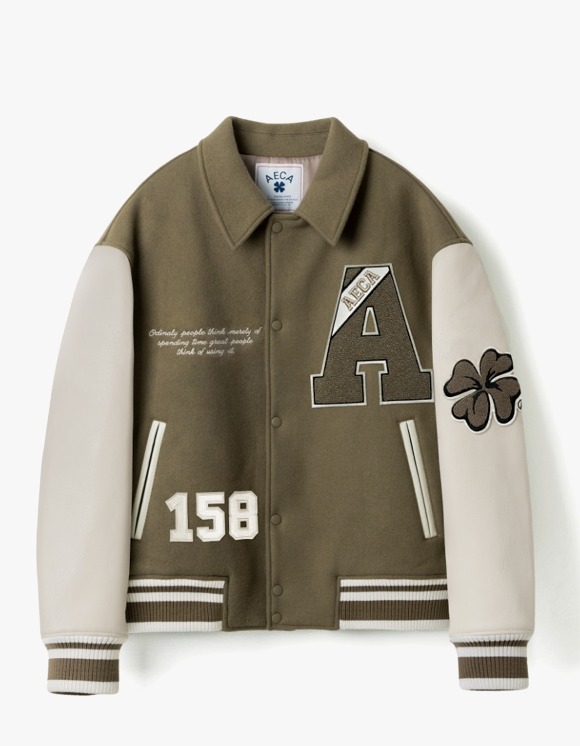 에이카화이트 A Varcity Jacket - Beige - 위시버킷