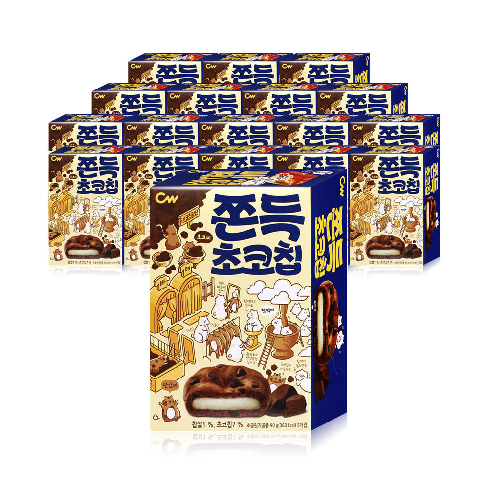 청우식품 CW 청우 쫀득 초코칩 90g x 18통 / 초코쿠키 간식 - 위시버킷