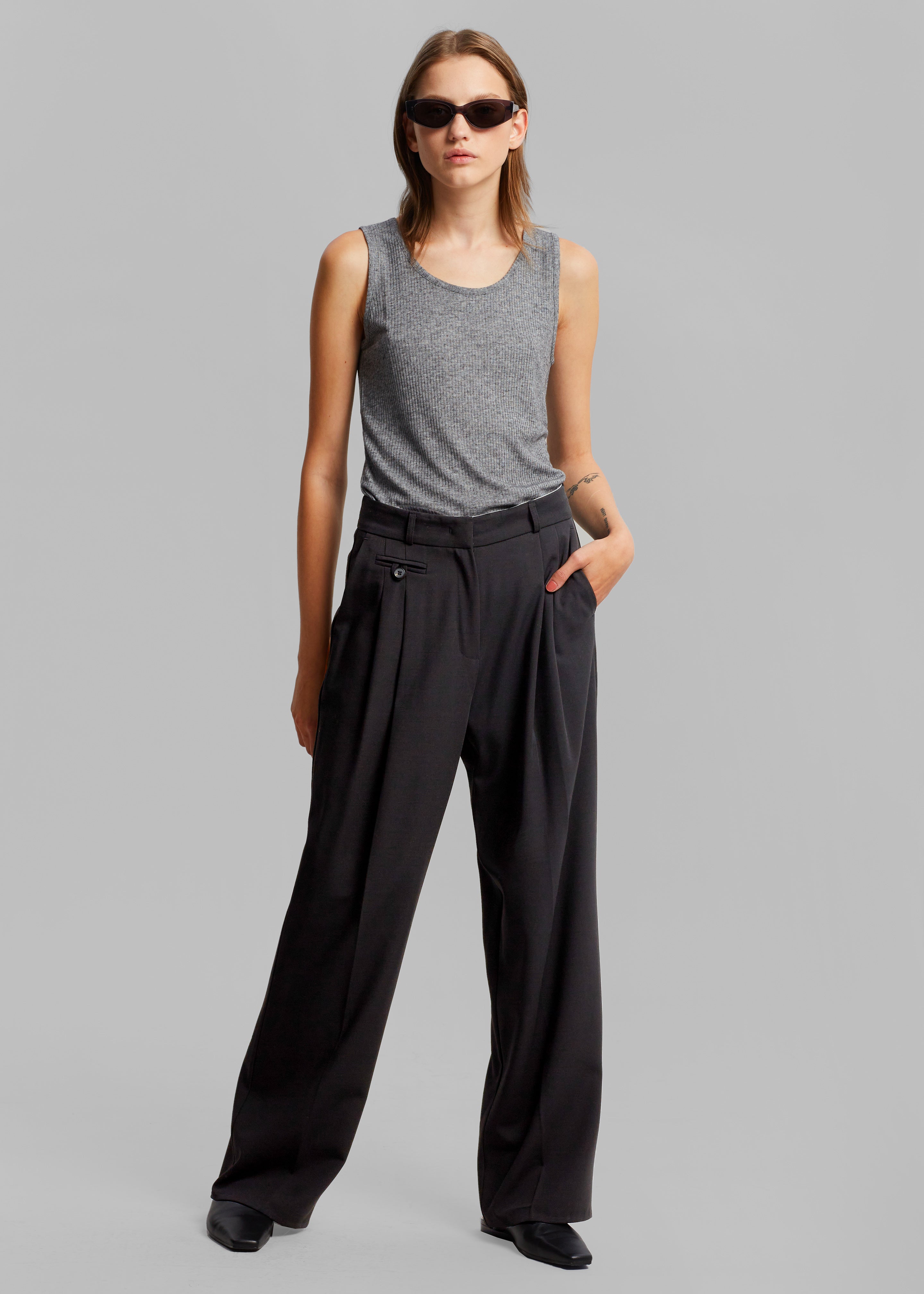 더프랭키샵 Dawn Button Slack Trousers - Black - XS - 위시버킷