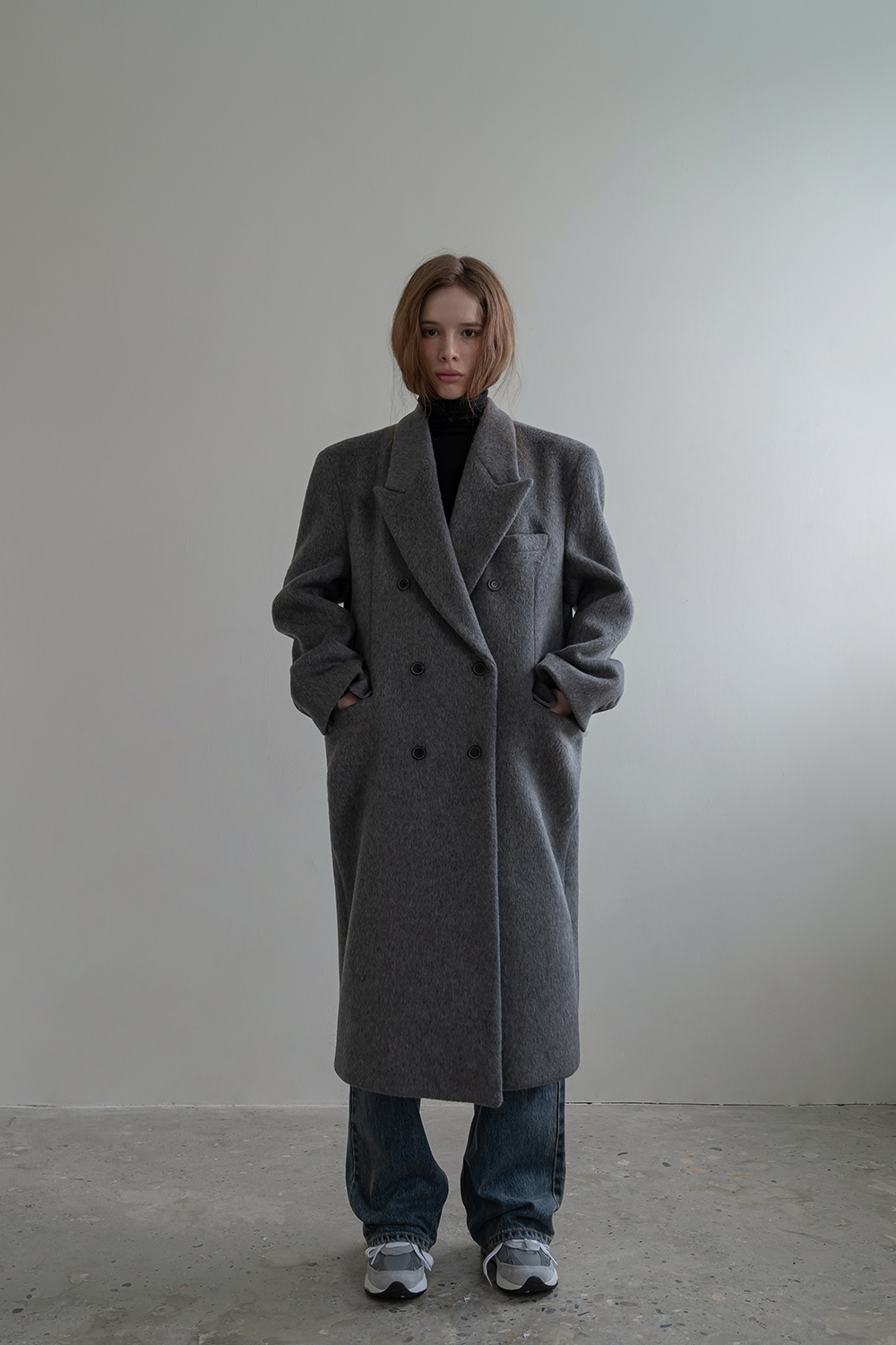 더오유 WOOL OVERSIZE LONG COAT (GRAY) 위시버킷