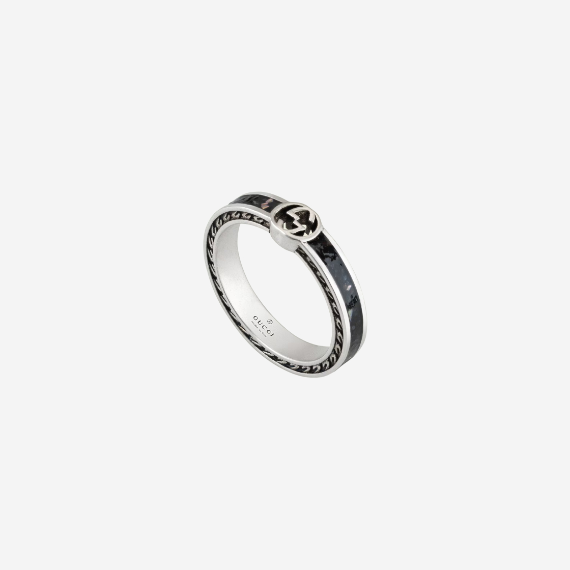 구찌 Gucci Interlocking G Ring Black Silver - 위시버킷