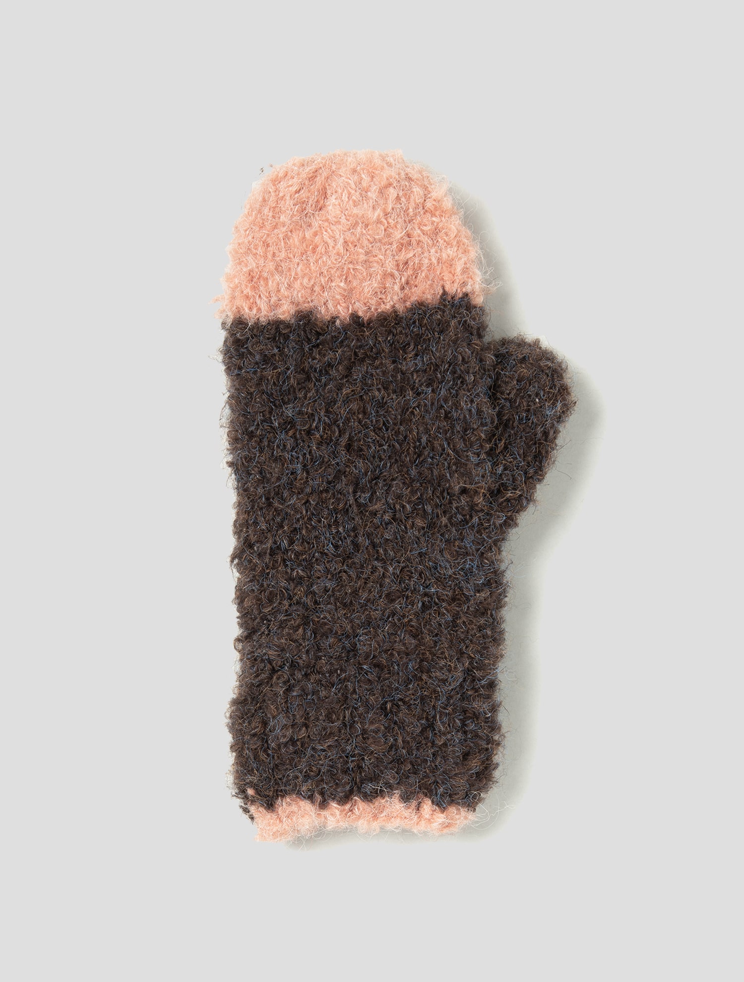 비커 Women Boucle Knit Mittens Brown 위시버킷