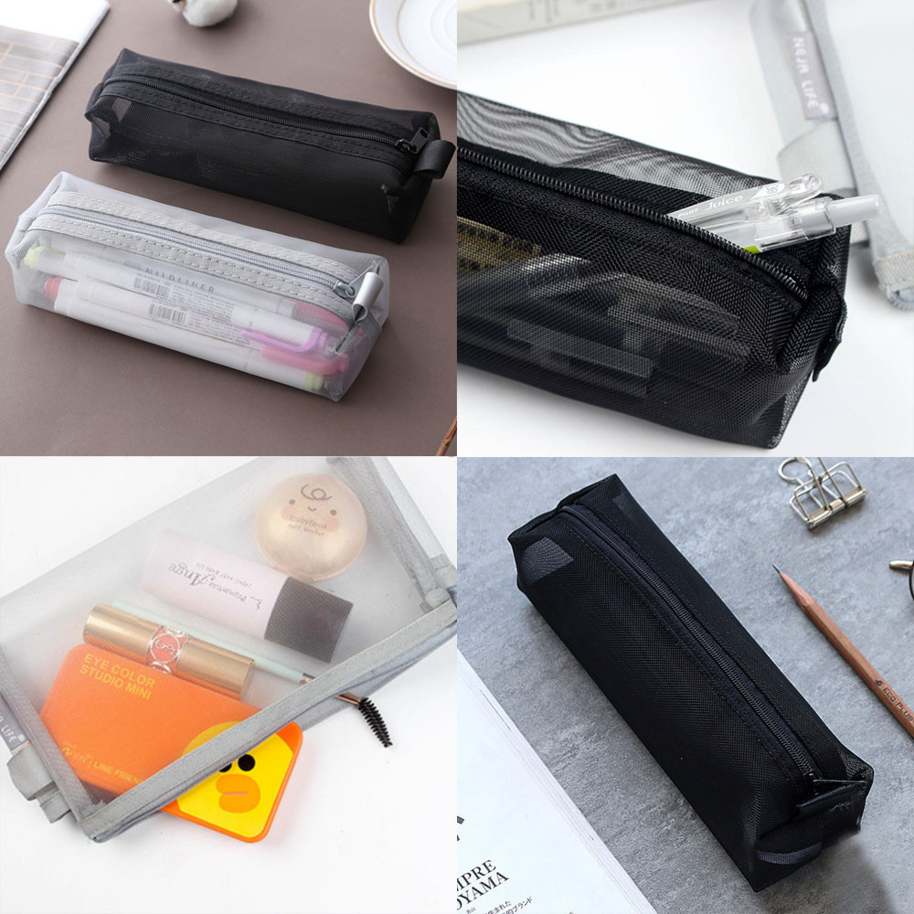 무인양품 심플 메쉬 필통 중학생 고등학생 대학생 투명 망사필통 - 위시버킷