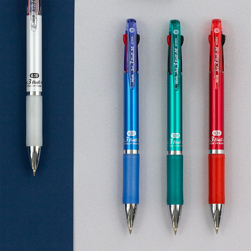 자바펜 자바 0.38 제트3볼M / 저중심 3색볼펜 / 유성볼펜 JAVA JET - 위시버킷