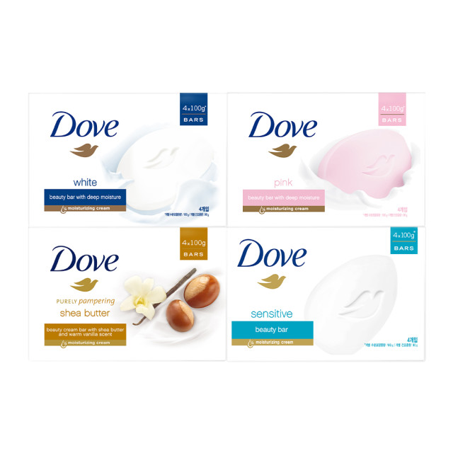 도브 도브 비누 뷰티바 100g X 4개입 x 3개 (총 12개입) 골라담기 (화이트/핑크/시어버터/센스티브) - 위시버킷