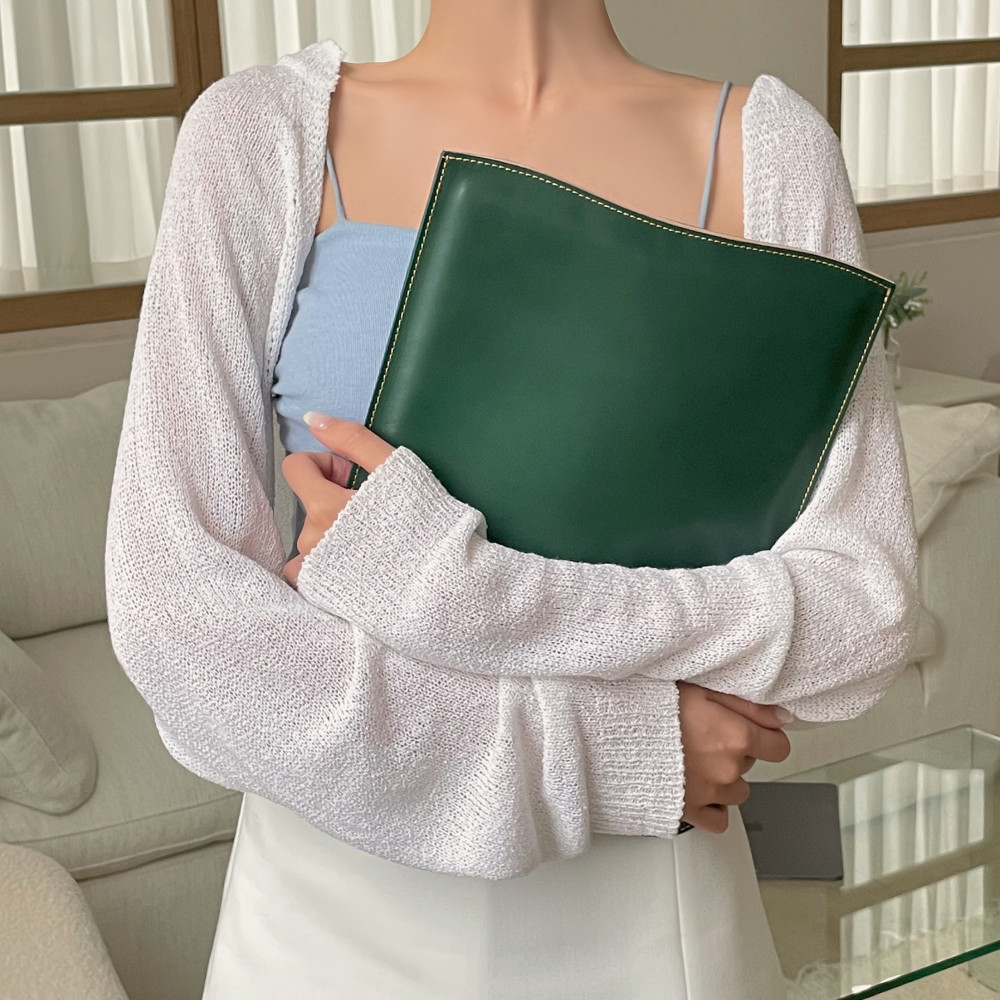 르켄드리 르켄드리 천연가죽 리플 파우치 노트북 태블릿 맥북 케이스 - 위시버킷