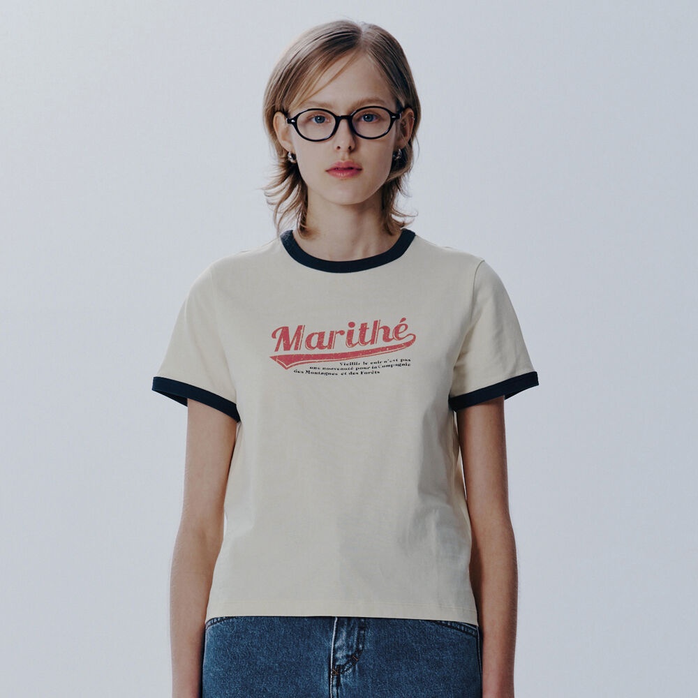 tシャツ W VINTAGE BASEBALL RINGER TEE レディース 마리떼 W VINTAGE BASEBALL RINGER TEE ivory - 위시버킷