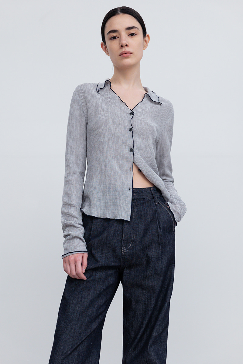 리이 LETTUCE HEM BLOUSE TOP 위시버킷