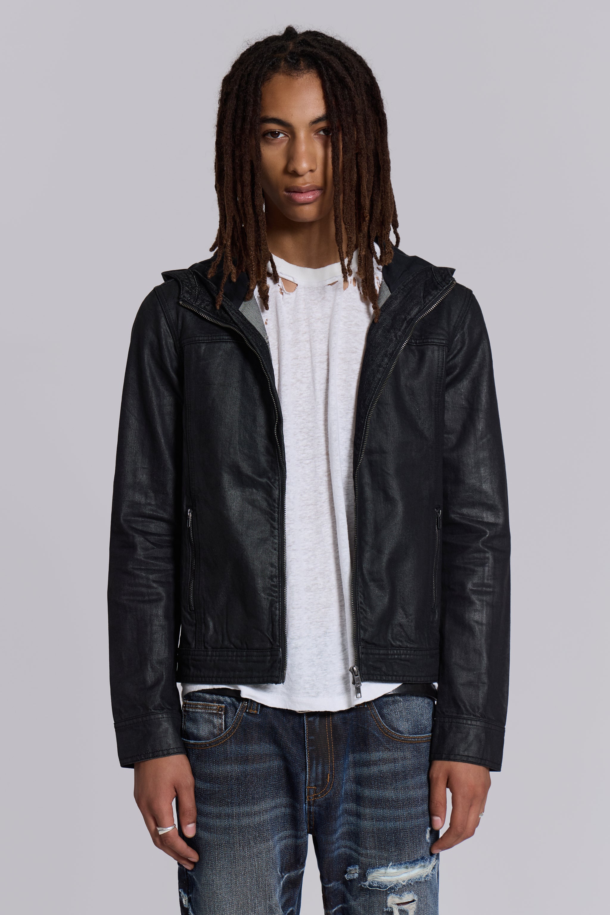 ジャケット・アウター Black Bedrock Waxed Hooded Denim Jacket Bedrock Waxed Denim Jacket | Jaded London | Clothing