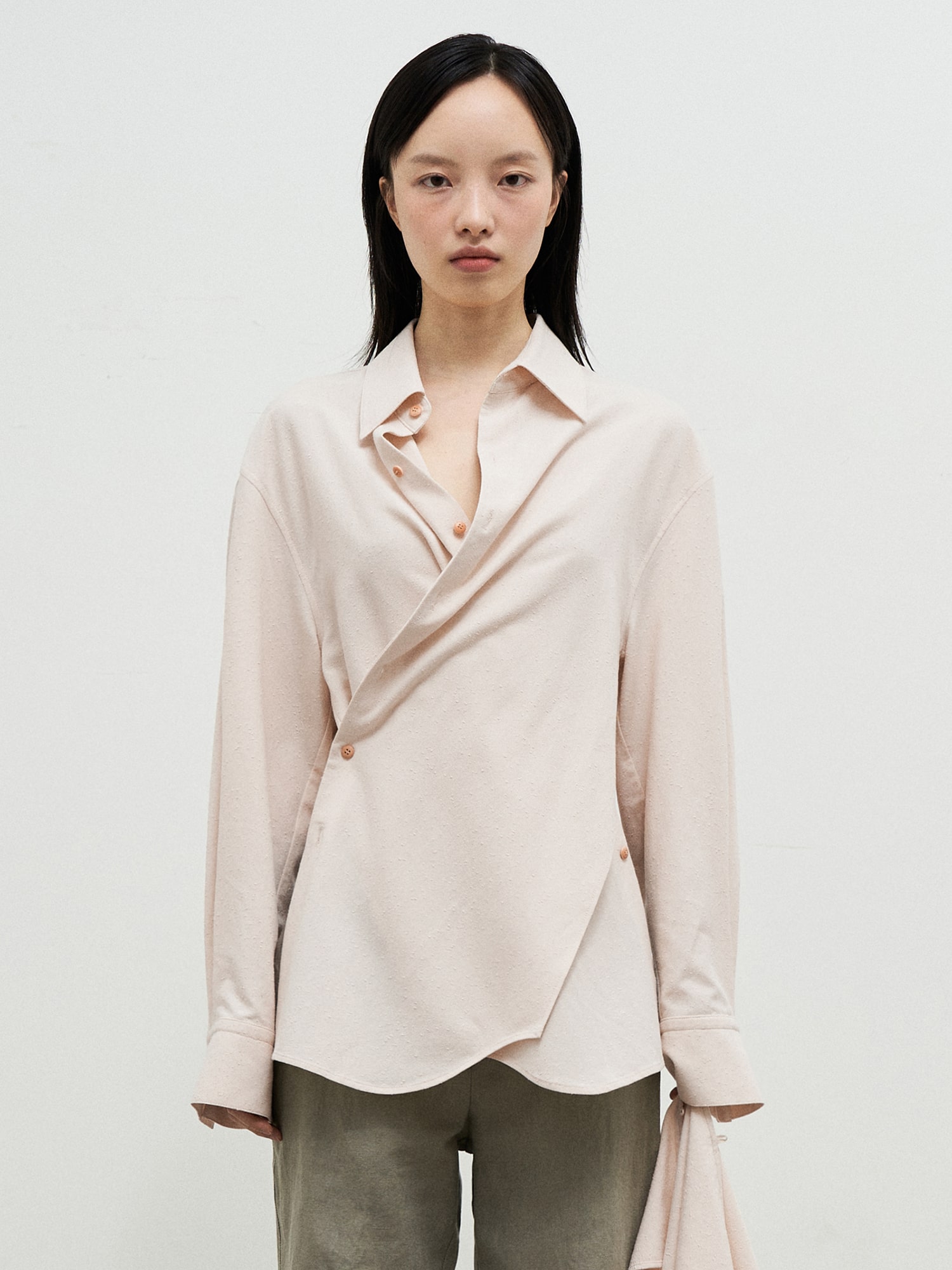 앙개 Multi-Way Apron Long Shirts - Ivory - 위시버킷