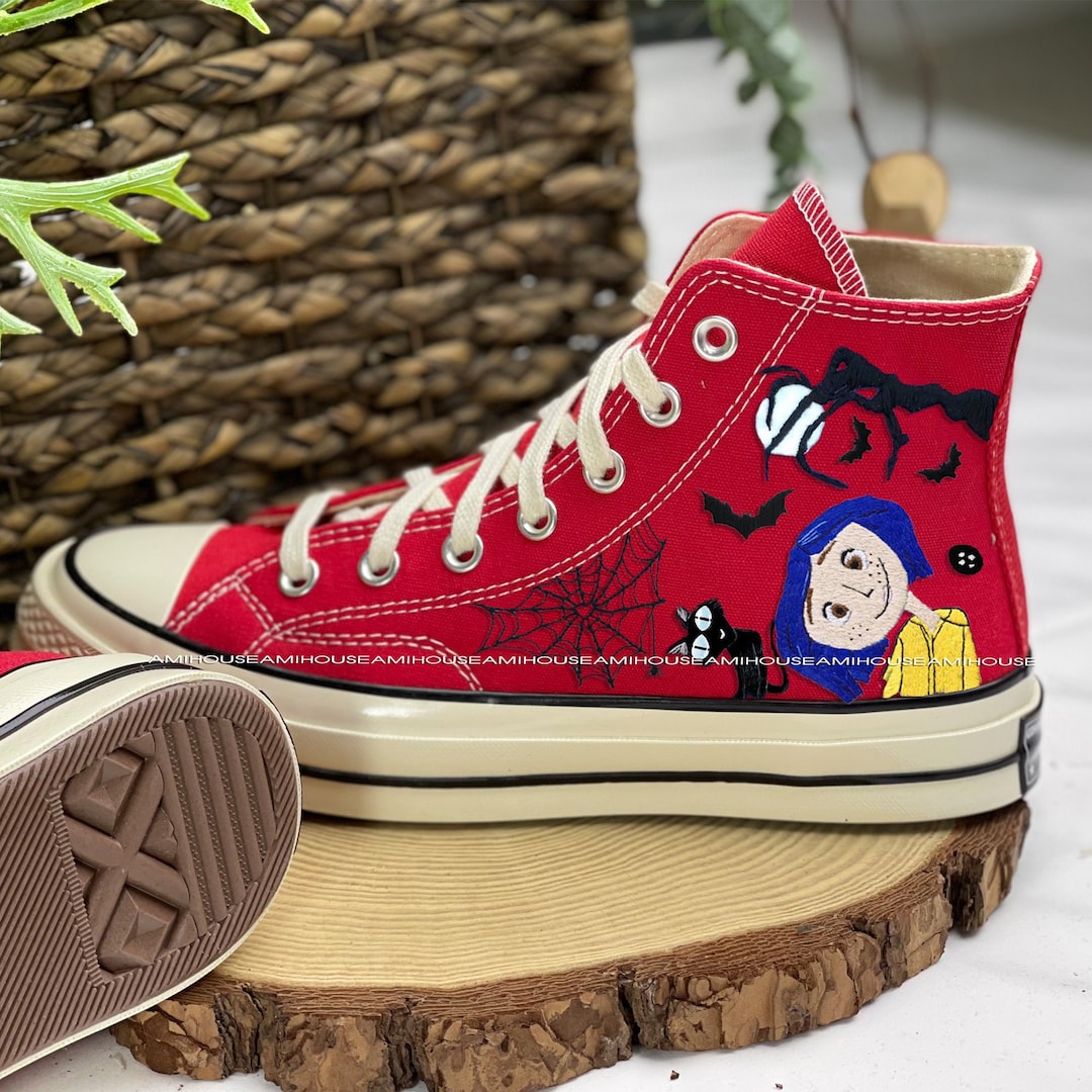 아이모 Cartoon Character Embroidered Converse, Embroidered Coraline ...