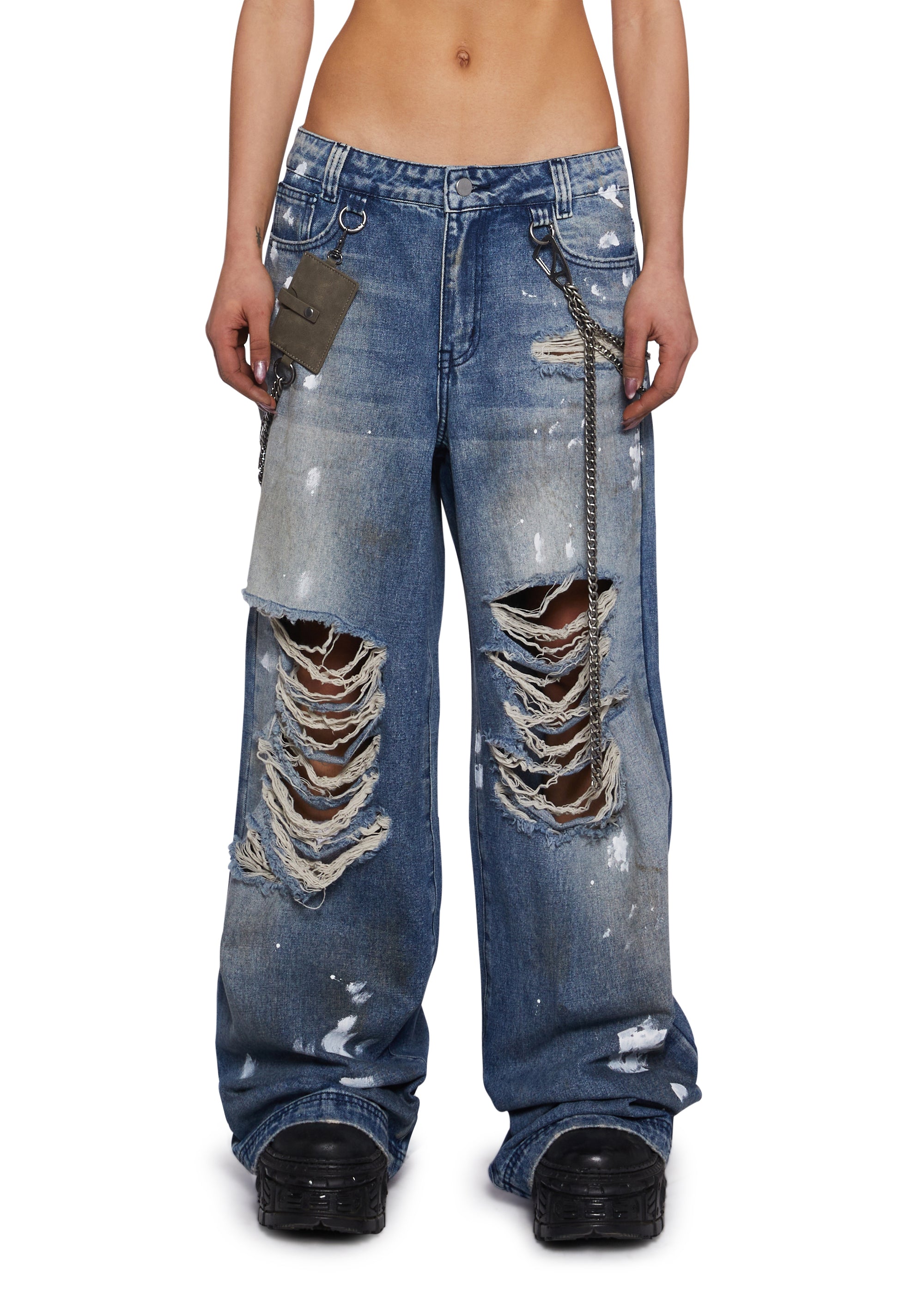 커런트무드 Hot Reputation Wide Leg Jeans - DENIM / XX-Small - 위시버킷