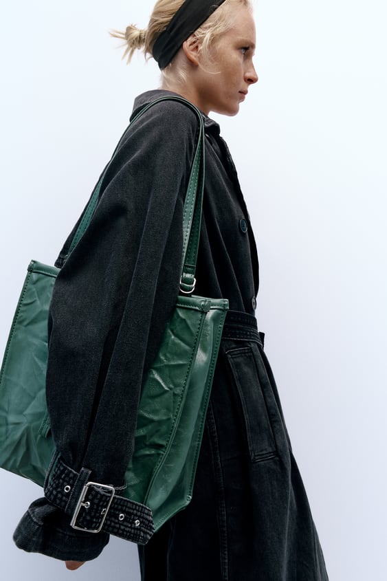자라 ROCKER TOTE BAG WITH A WRINKLED EFFECT - 위시버킷