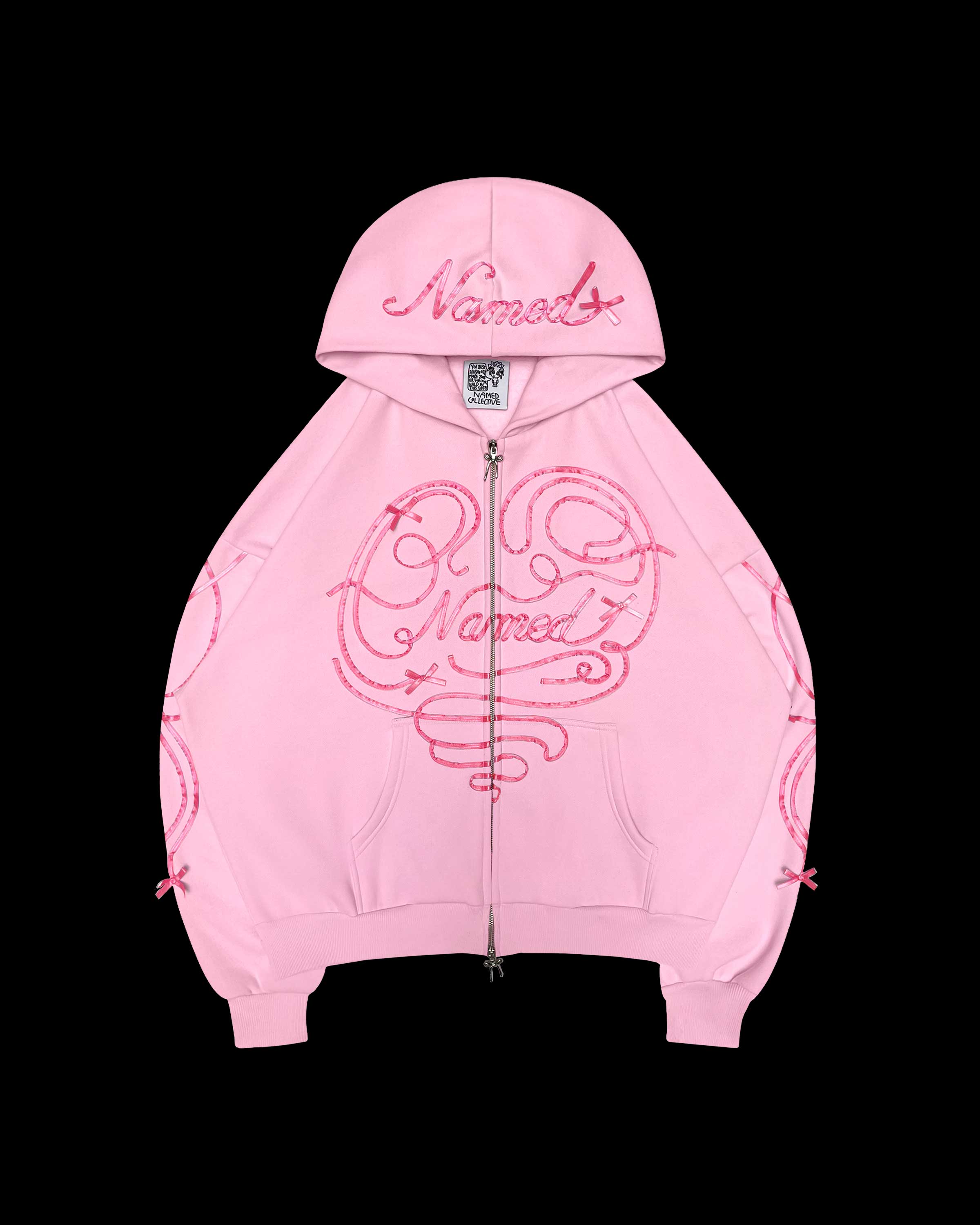 네임드 콜렉티브 LUST RIBBON ZIP HOODIE BABY PINK - XS - 위시버킷