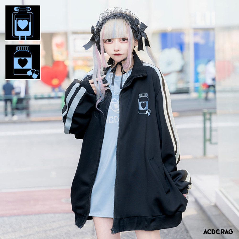 ACDC RAG acdc rag 수혈/약병 긴팔 저지 재킷 블랙&파스텔 블루 - 위시버킷
