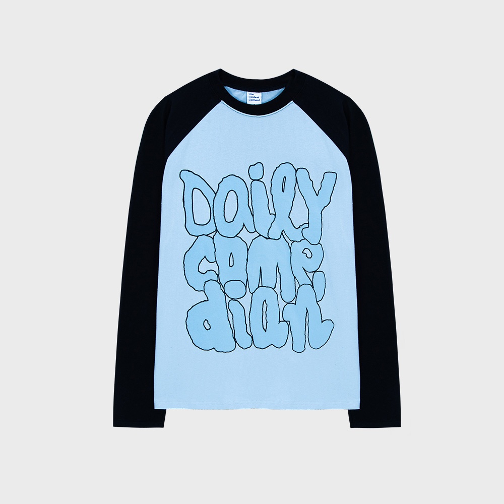  tcm daily comedian raglan long sleeve sky blue black 