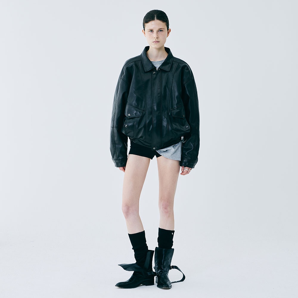 포허 ECO LEATHER PADDING JACKET LIGHT (BLACK) - 위시버킷