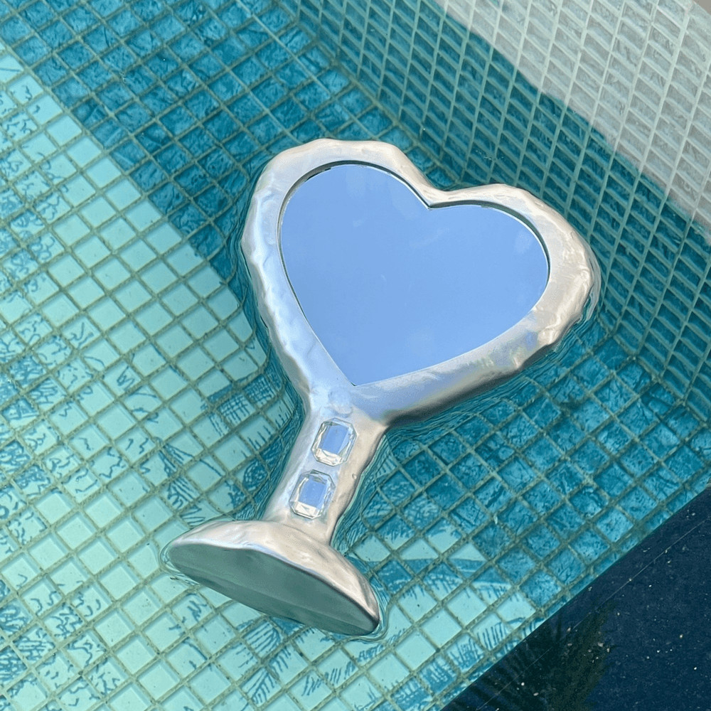 악당하우스 Silver Heart 실버 하트 큐빅 스탠드 거울 위시버킷