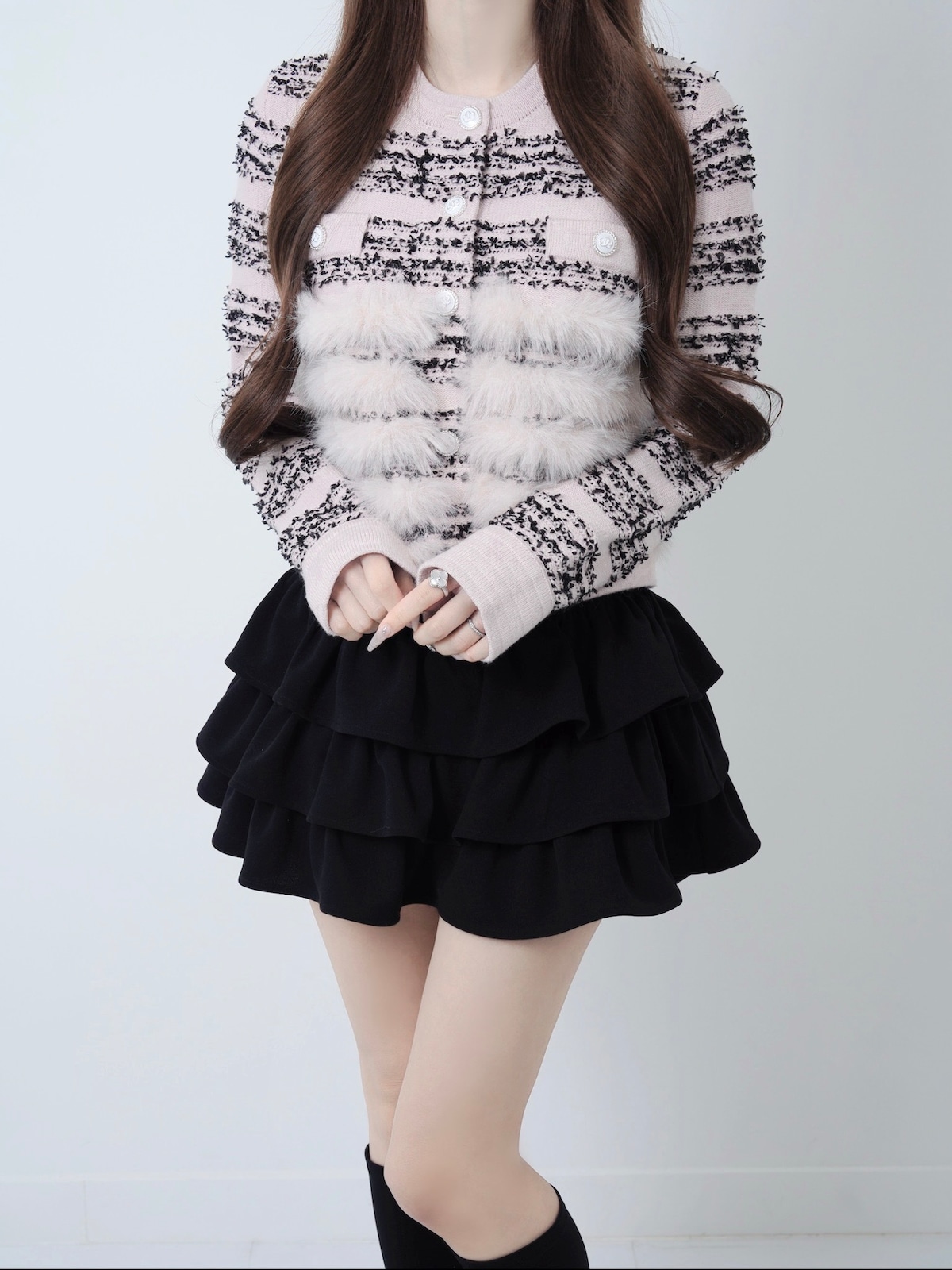 루미뇽 【受注】Lumignon original ♥ Lumi tweed-like fur knit