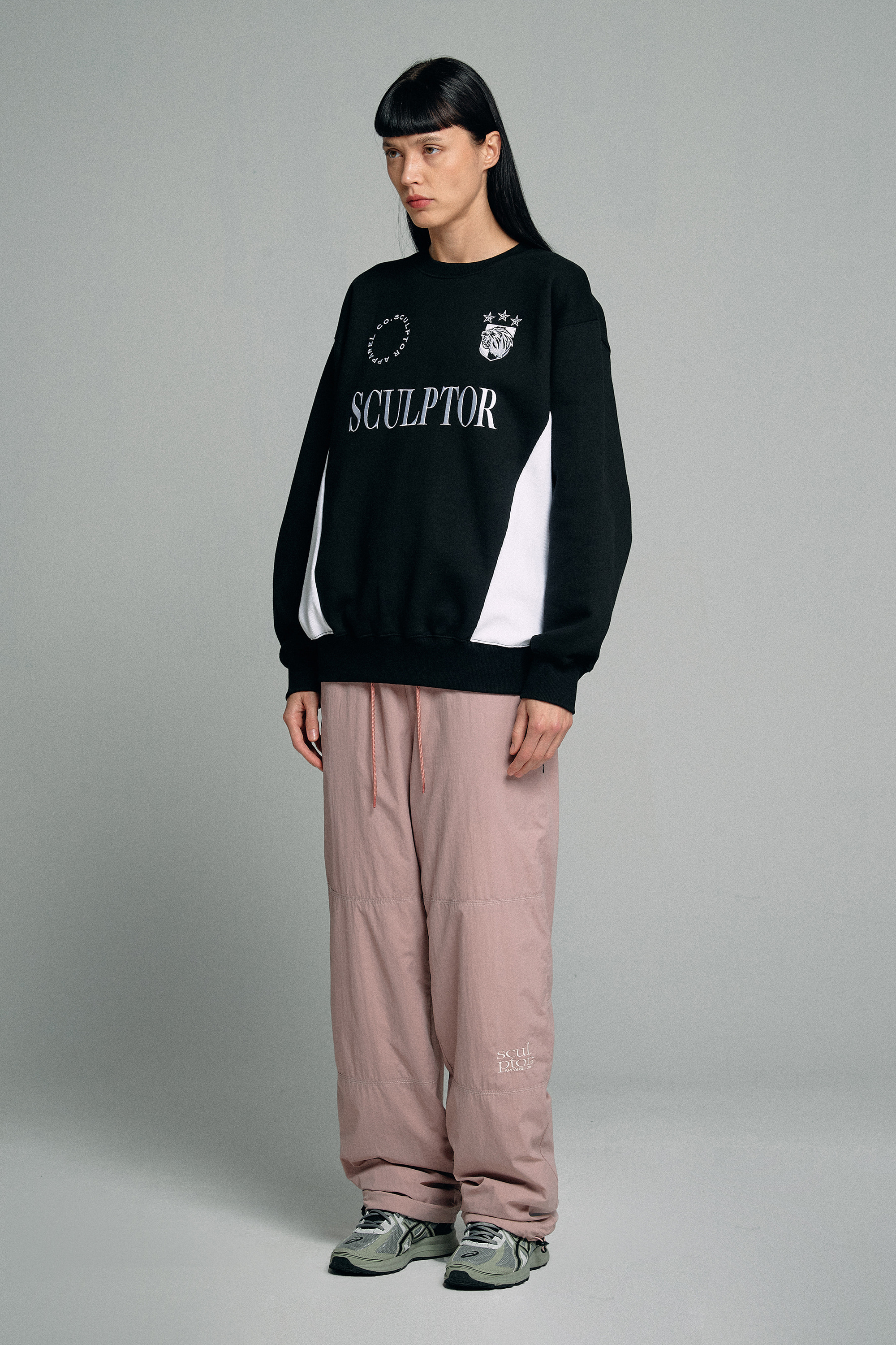 스컬프터 Sports Color Block Sweatshirt Black 위시버킷