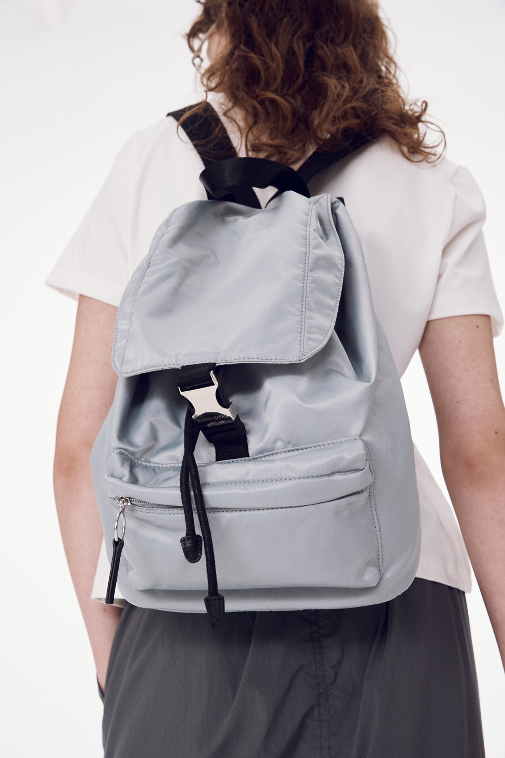 메종마레 [BLACK]Buckle Nylon Backpack, Light Grey - 위시버킷