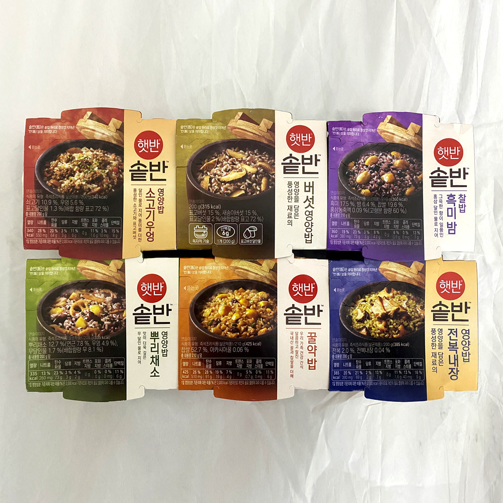 햇반 CJ 햇반 솥반 6종세트 뿌리채소+버섯 영양밥+꿀약밥+흑미밤찰밥+소고기우엉+전복내장 솥밥 [원산지:상세설명에 표시] - 위시버킷