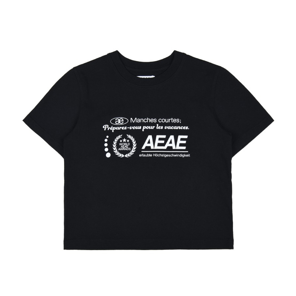 에이이에이이 [aeae] NEW LOGO CROP T-SHIRTS (Black) 뉴로고