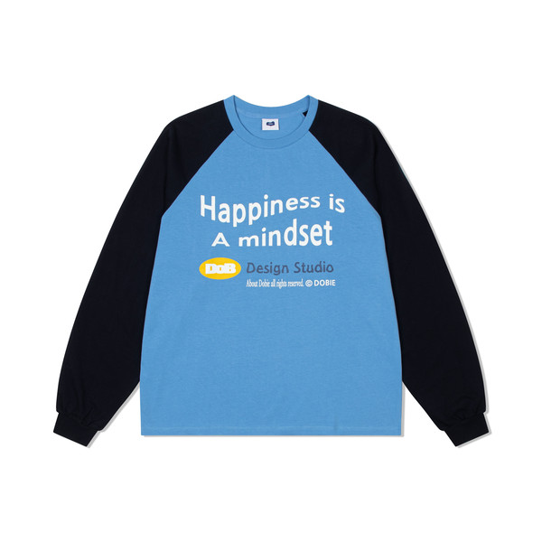 도비 DOBIE Happiness is a mindset Raglan Over Fit Long Sleeve