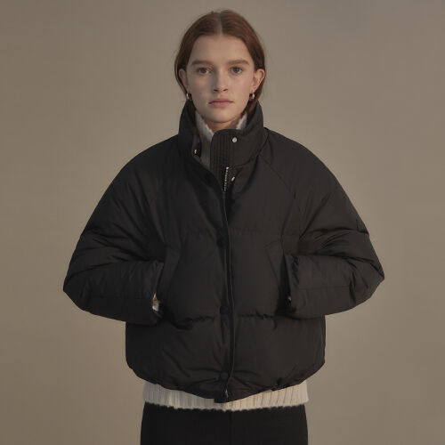 낫띵리튼 [예약주문 11/21 순차배송] Cropped string puffer jacket (Black) - 위시버킷