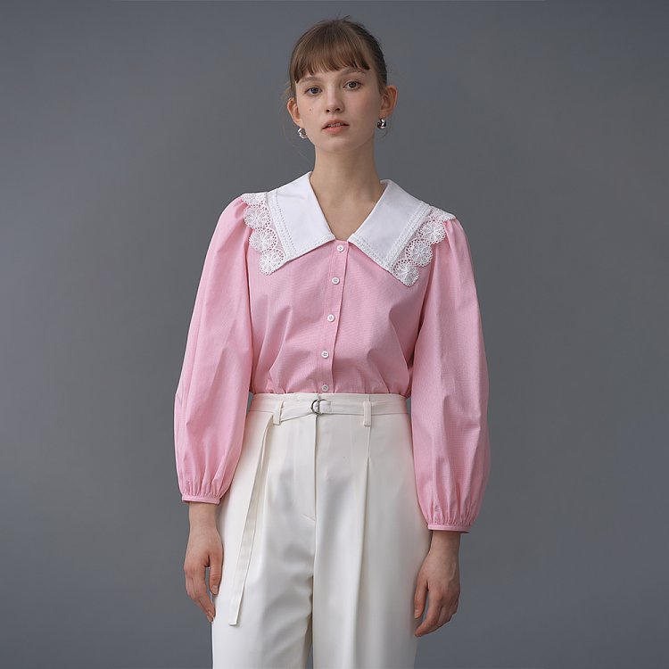 Zuccini Kendall Collar Blouse, Pink Trim main image 0