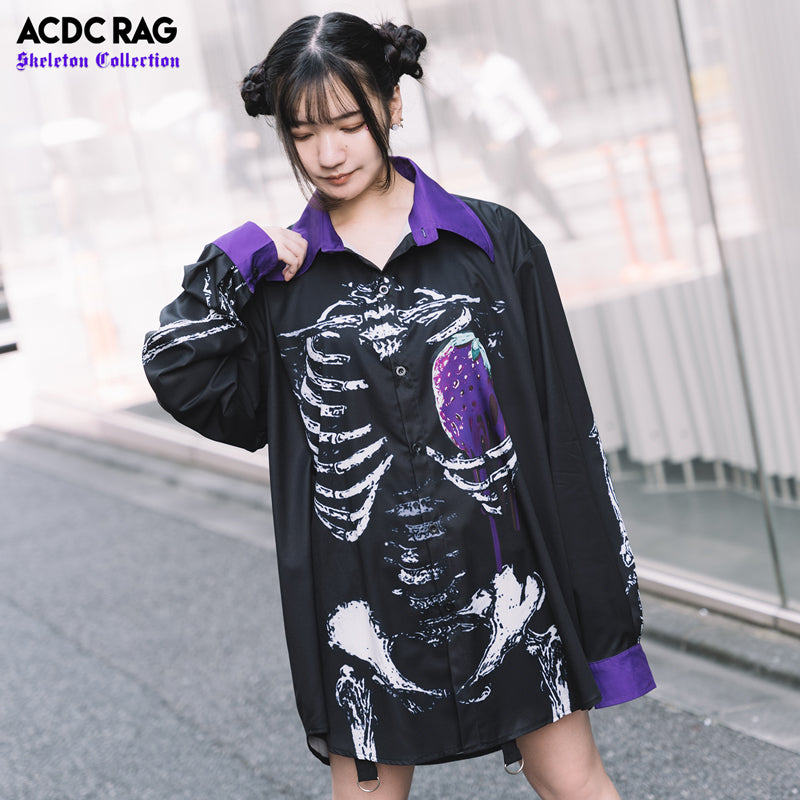 ACDC RAG Strawberry Shirt - BLACK/PURPLE / FREE - 위시버킷