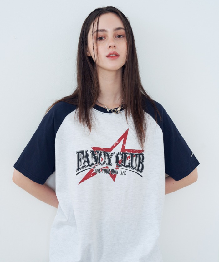 ☆NASTY FANCY CLUB☆ NF Fancy Nova Raglan Tee PINKF23QB496 네스티팬시클럽 [NF] FANCY NOVA RAGLAN TEE (LIGHT MELANGE)_