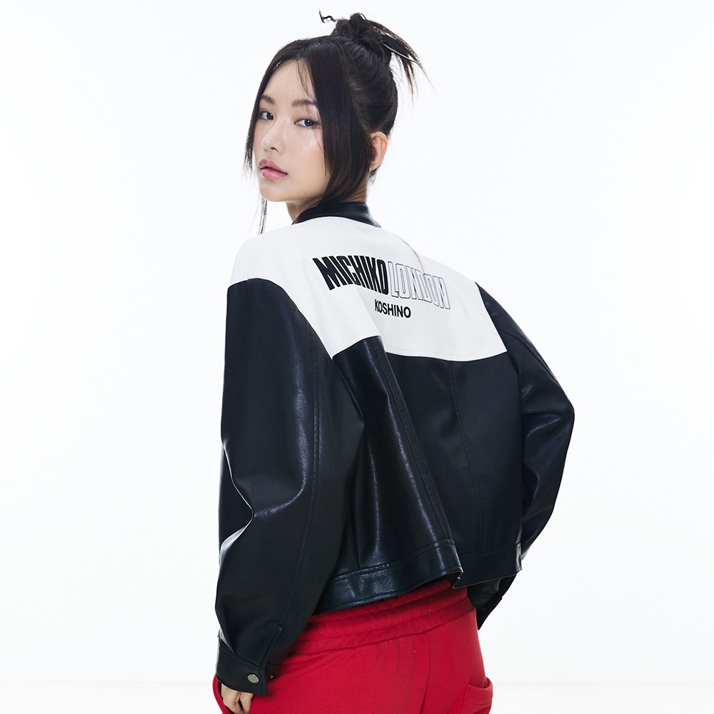 미치코런던코시노 VEGAN LEATHER CROP RACING JACKET - 위시버킷