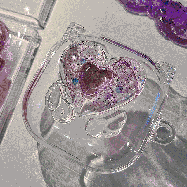 르블루드시엘 마법소녀 pick up heart case 공주케이스 레진 블랙 블루 핑크 보라 레진 에어팟 버즈 케이스 블랙 블루