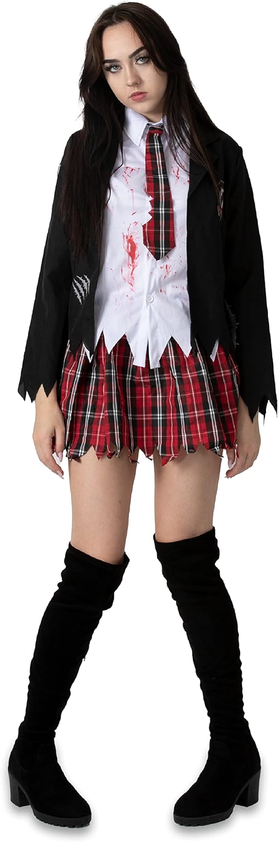 ladies-halloween-zombie-schoolgirl-costume-black-and-tartan
