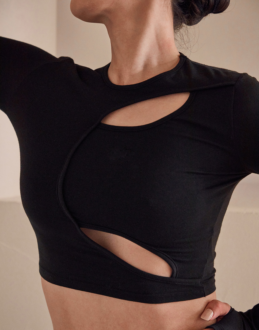 탑걸 TWO WAY CUT-OUT LONG SLEEVE TOP - 위시버킷